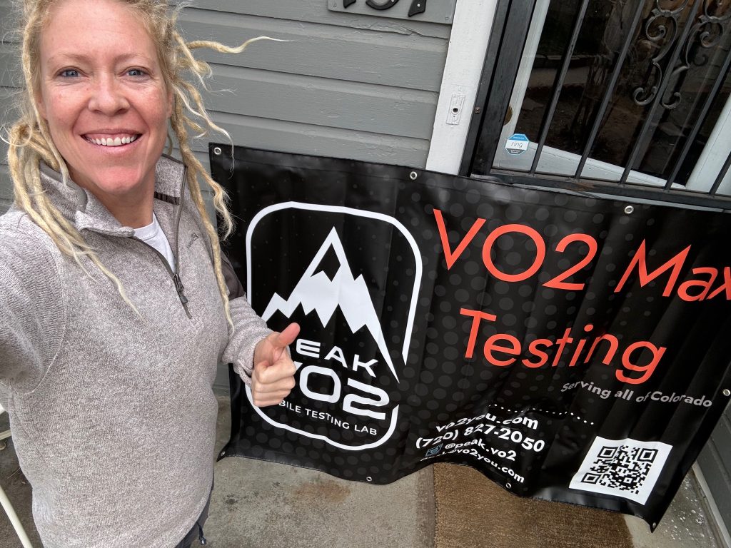 A Peak VO2 technician preparing mobile VO2 max testing equipment
